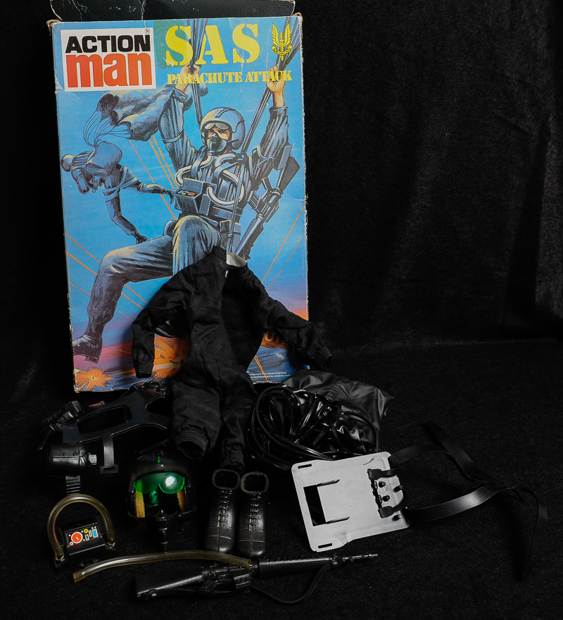 Action Man - Boxed Vintage SAS Key Figure & Parachute Attack